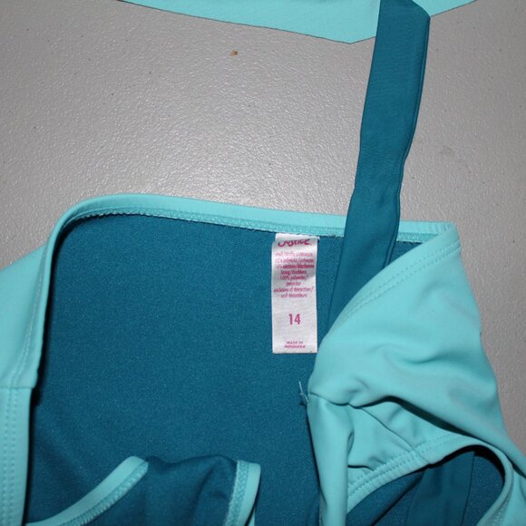 Blue & Purple 2 Pcs Justice Tankini Swimsuit Size 14 - Picture 5 of 13